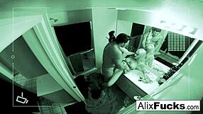 Alix exclaims, Getting a good fucking in this tight bathroom!