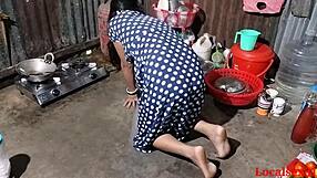 Village girl gives best doggystyle fuck outdoors! Indian milf takes cum in mouth on ranch.