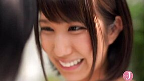 Asian babes lesbian touch outdoor