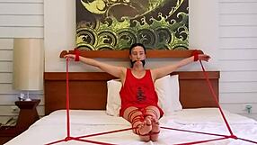 Sofi Bondage Red Ropes On The Bed Part 2 Highlighting Rope Play