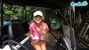 Curvy big tits teen golfer caught masturbating on public course