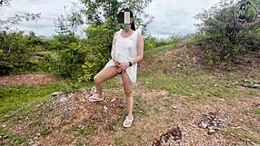 Thai girl takes a relaxing walk in the forest