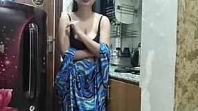 Indian Stepmom Watches and Fucks Her Stepson in the Kitchen