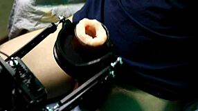 Super masturbation machine with powerful moans from cute bodybuilder