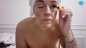 Milf Prepares Make-Up Topless in Homemade Video!