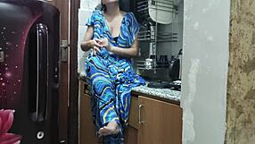 Indian Stepmom Watches and Fucks Her Stepson in the Kitchen