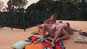 just a casual 4some hangout with two busty redheads and this hot blonde.