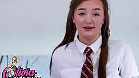 British girl mocks small cock in femdom joi