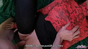 Stepdaughter returns from graduation in ripped pantyhose for rough dirty talk fucking with daddy