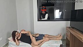 Motoboy MASTURBATES watching COUPLE FUCK from OPEN WINDOW