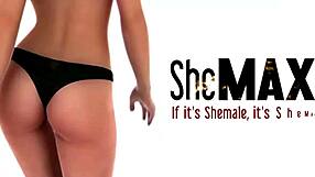 Hairy ladyboy strips blue dress and strokes small dick with cumshot