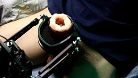 Super masturbation machine with powerful moans from cute bodybuilder