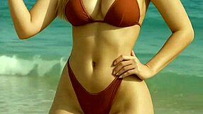 Loira cavala gostosa na praia