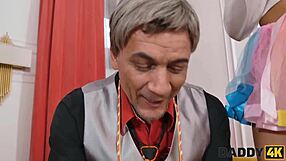 Young girl cheats with old man in fantasy