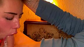 Closeup wet sloppy facefuck delivers best blowjob ever