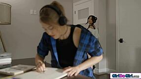 Asian Coed Lulu Chu Seduces Former Babysitter Electra Rayne With Lesbian Passion