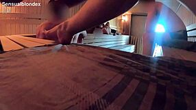 my wife in the sauna teases strangers with flashing