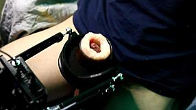 Super masturbation machine with powerful moans from cute bodybuilder