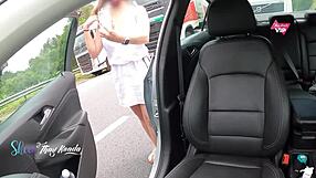 Latina Couple Flashes Stranger In Public Car Ride