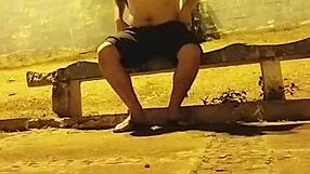 Intense public cumshot on soccer field, almost caught!