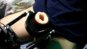 Super masturbation machine with powerful moans from cute bodybuilder