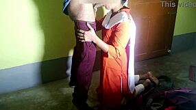 this schoolgirl got fucked by security guard for exam paper, big tits bouncing