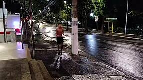 Stepmom Approaches Stepson In Car And Begs For Fuck While Sister Drives