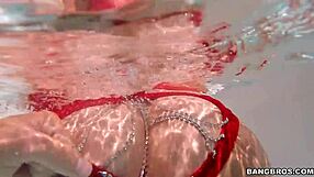 natural milf gives intense poolside blowjob