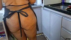 Caught mother-in-law naked in the kitchen, ready for action