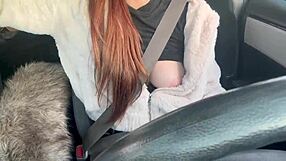 I, Artemisia Love, flash my horny big tits while driving around naked