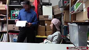 Teen shoplifter gets fucked at officer's desk in office