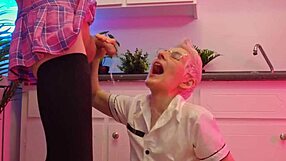 piss in her cute face with blowjob and cum