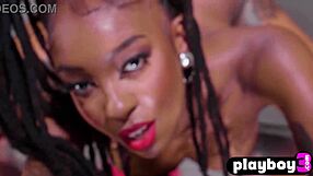 Glamorous black teen 18+ sabrea phenix poses naked with ripped clothes