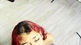 subtly anticipating the moment she receives that sticky cum facial on her waiting face