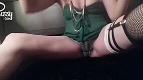 Lusty blonde milf fucks shaved pussy with toys on camera floor in close up homemade scene