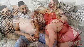 Hey, watch this busty blonde get bent over for missionary creampie with huge cock.