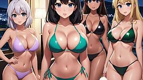 Hundreds of sexy anime girls on paradise island