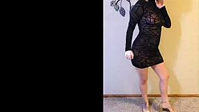 Scarlettraven performs a casual striptease as a young housewife in homemade setting