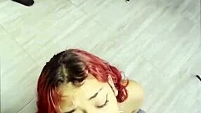 subtly anticipating the moment she receives that sticky cum facial on her waiting face