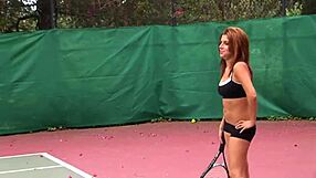 Curvy Latina Threesome with Cunilingus and Doggystyle on Tennis Court
