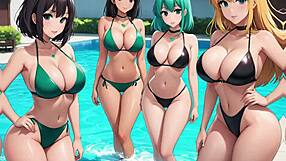 Hundreds of sexy anime girls on paradise island