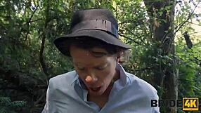 In the forest, the BRIDE gets cold feet but her WET PUSSY heats up in interracial cheating sex.