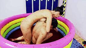 Romana Ryder and Tammie Lee dive into a wild lesbian jelly fight with fingering and licking