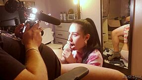 Wow, young brunette with big cock gets pov blowjob from stunning black lynn!