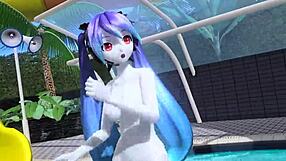 Hatsune miku dear cocoa dances naked showing big tits