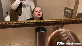 i love having sex in the public bathroom with a blonde on her knees
