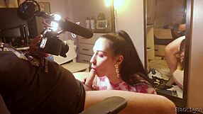 Wow, young brunette with big cock gets pov blowjob from stunning black lynn!