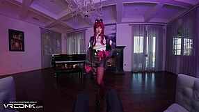 Skinny Babe Kafka Rides Huge Cock in Cosplay