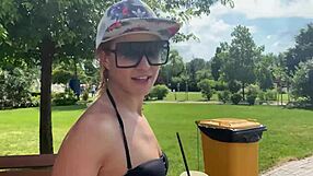 Horny beauties rip clothes for public sex at aquapark