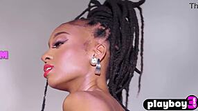 Glamorous black teen 18+ sabrea phenix poses naked with ripped clothes